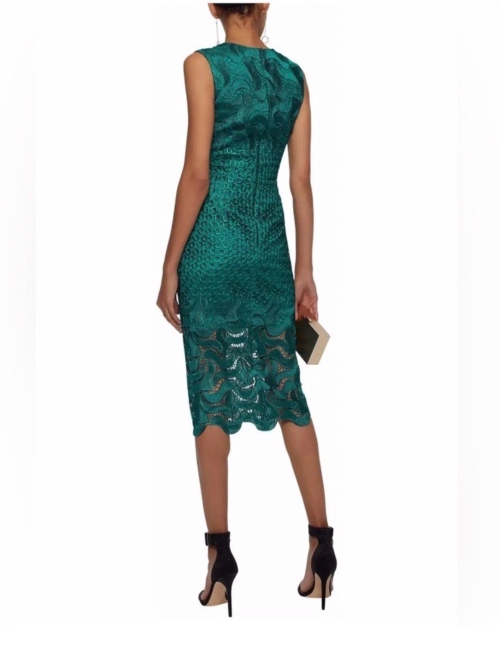 NICHOLAS Emerald Lace V-Neck Midi Dress - Picture 2 of 7